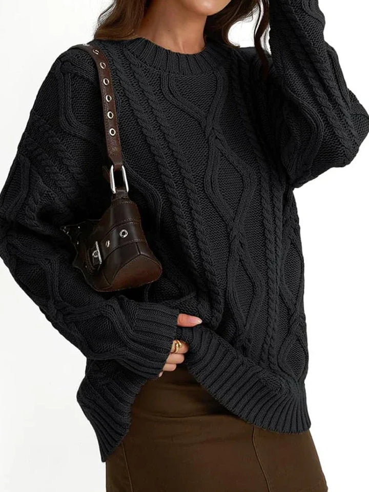 Women's Oversized Cable Knit Crewneck Sweaters
