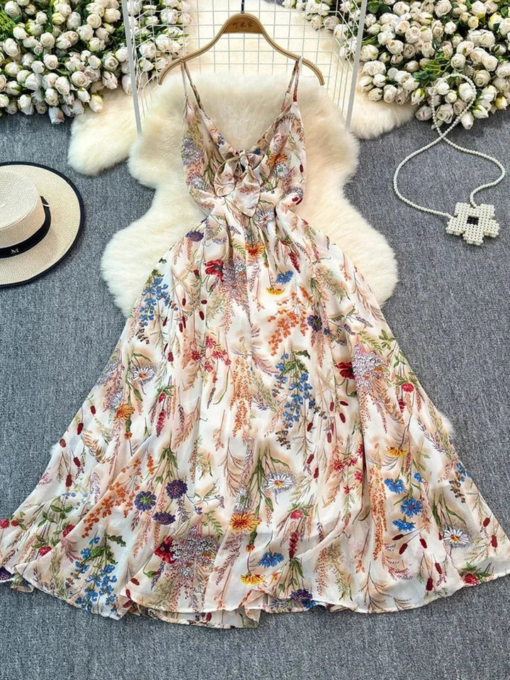 Boho Floral Cami A-Line Summer Dress