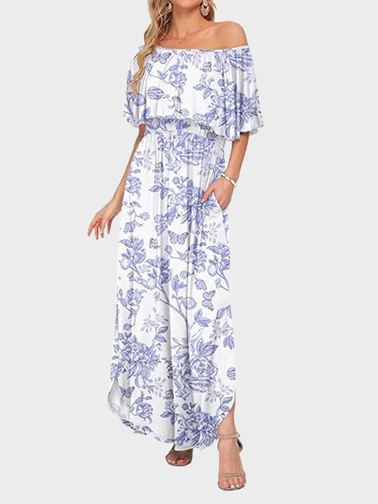 Women's Plus Size Off-Shoulder Maxi Dress