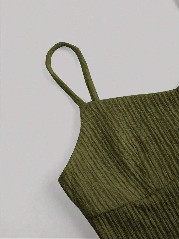 Women Sleeveless Pleated Maxi Skirt Set