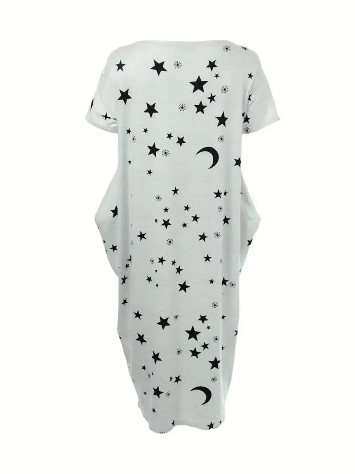 Women's Butterfly Heart Tie-Dye Nightgown with Pockets