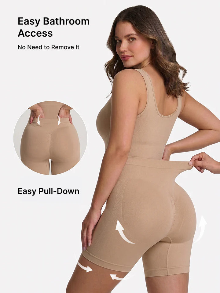 Back Pull Down Easy Bathroom Shaping Bodysuit | Tummy & Butt Contour Shapewear