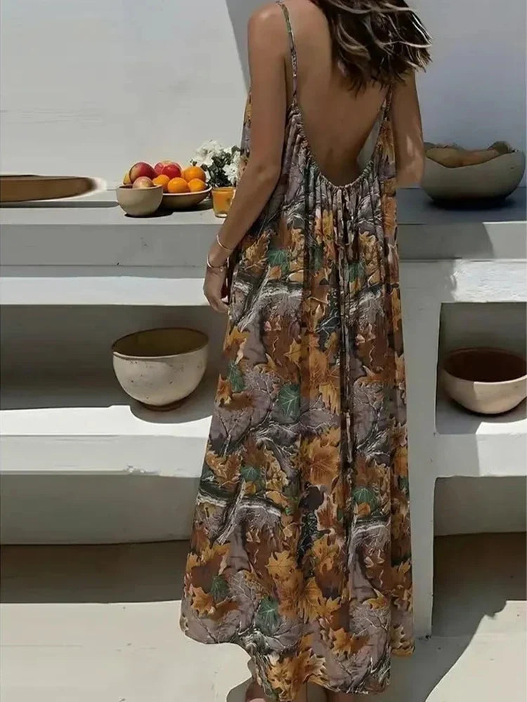 Women's Solid Color Backless Cami Dress