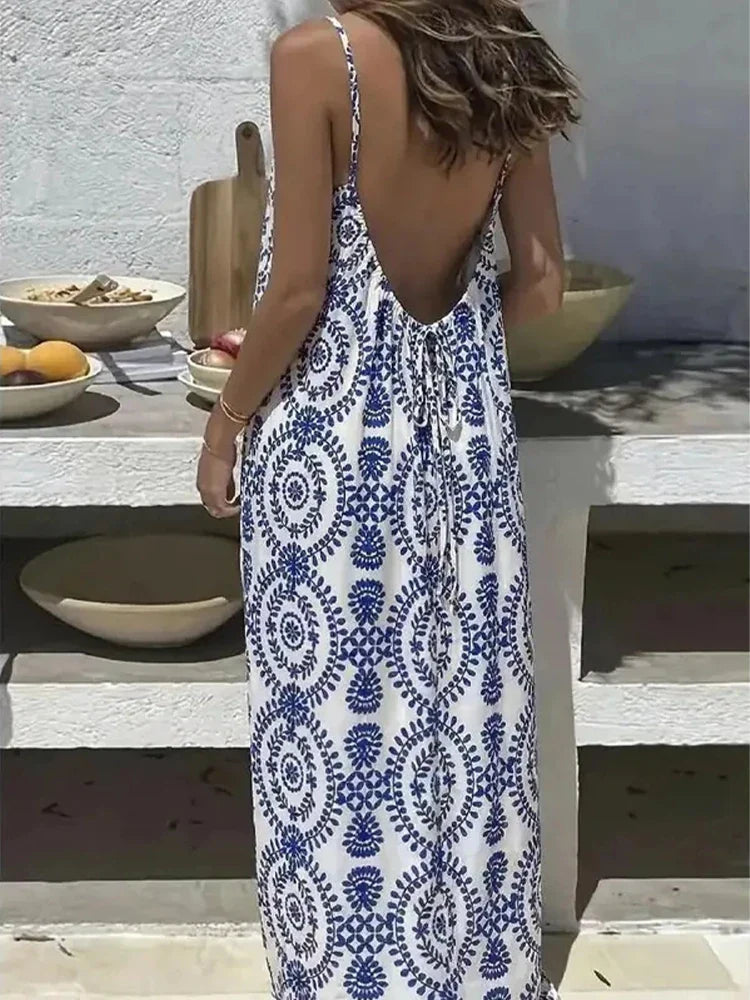 Women's Solid Color Backless Cami Dress