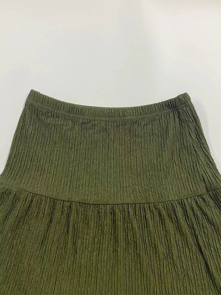 Women Sleeveless Pleated Maxi Skirt Set