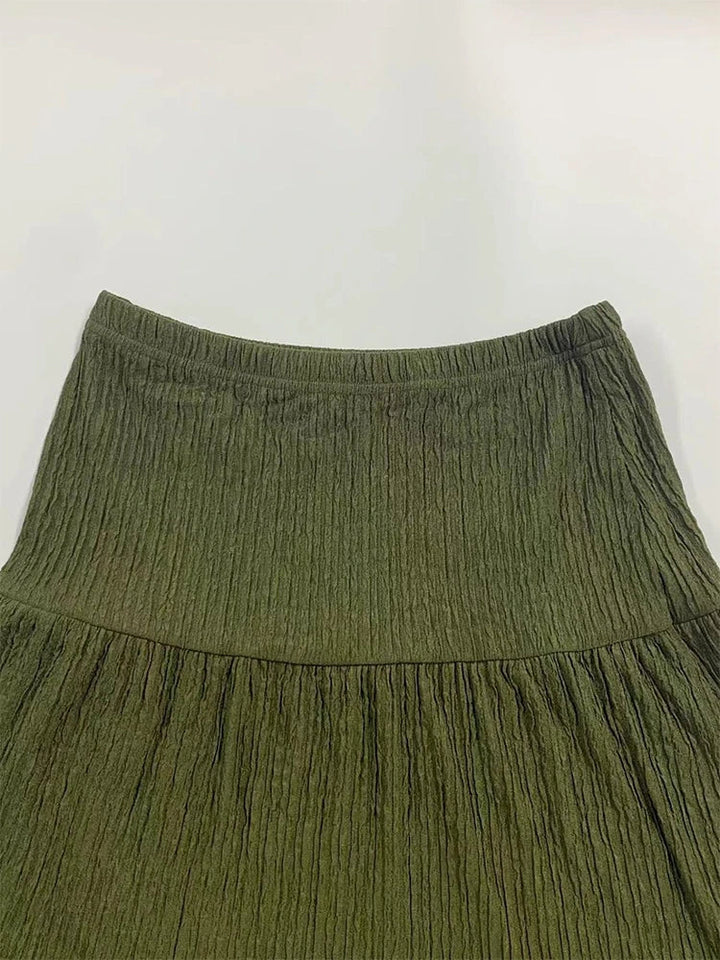 Women Sleeveless Pleated Maxi Skirt Set